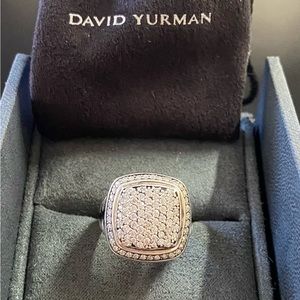 David Yurman 18mm Albion Ring in Sterling and Pave Diamond